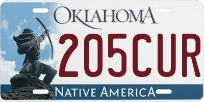 OK license plate 205CUR