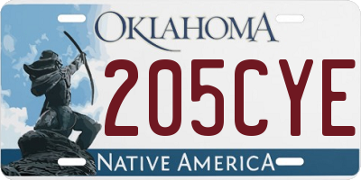 OK license plate 205CYE