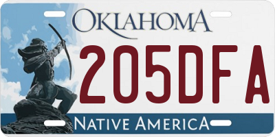 OK license plate 205DFA