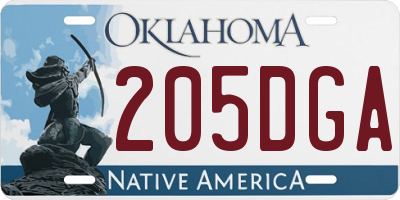 OK license plate 205DGA