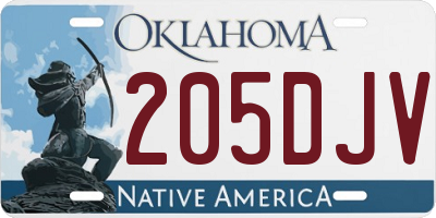 OK license plate 205DJV