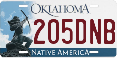 OK license plate 205DNB