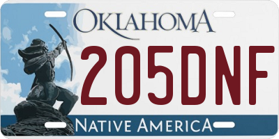 OK license plate 205DNF