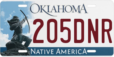 OK license plate 205DNR