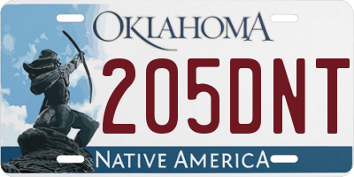 OK license plate 205DNT