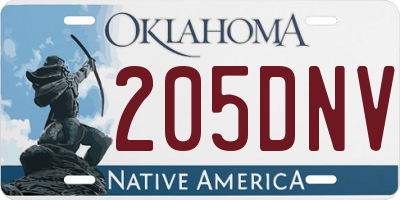 OK license plate 205DNV