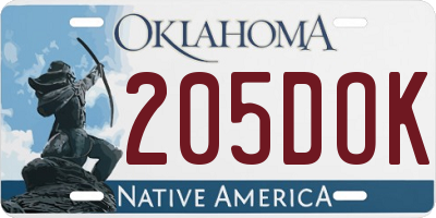 OK license plate 205DOK