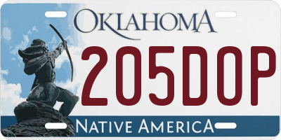 OK license plate 205DOP