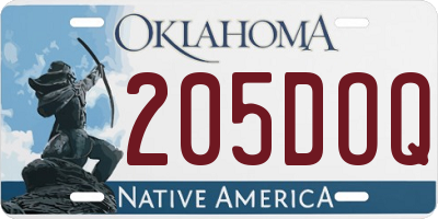 OK license plate 205DOQ