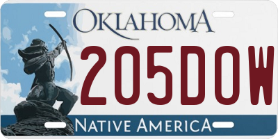 OK license plate 205DOW