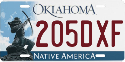 OK license plate 205DXF