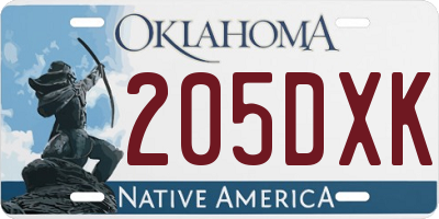 OK license plate 205DXK