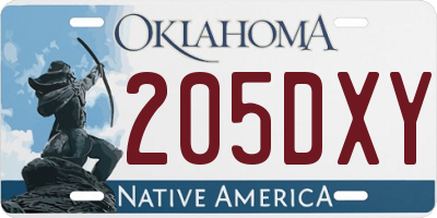 OK license plate 205DXY