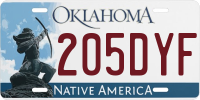 OK license plate 205DYF