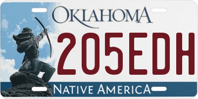 OK license plate 205EDH