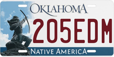 OK license plate 205EDM