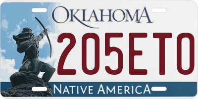 OK license plate 205ETO