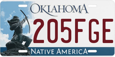 OK license plate 205FGE