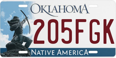 OK license plate 205FGK