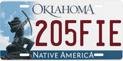 OK license plate 205FIE