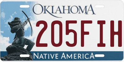 OK license plate 205FIH