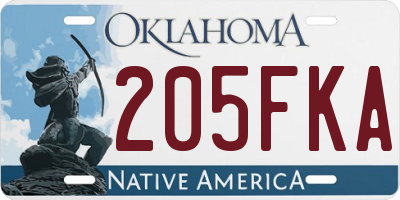 OK license plate 205FKA