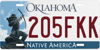 OK license plate 205FKK