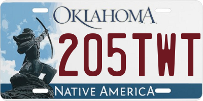 OK license plate 205TWT