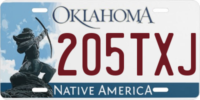 OK license plate 205TXJ