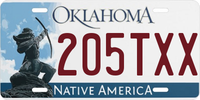 OK license plate 205TXX