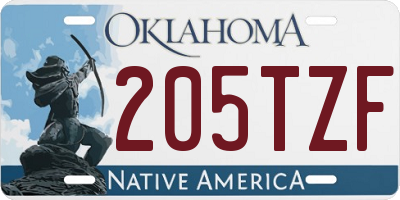 OK license plate 205TZF