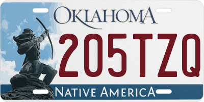OK license plate 205TZQ