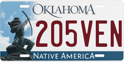 OK license plate 205VEN