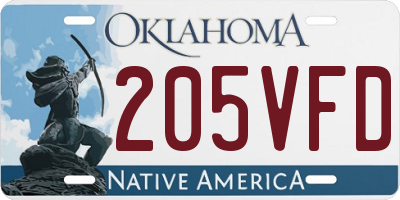 OK license plate 205VFD