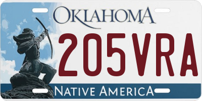 OK license plate 205VRA