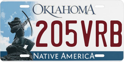 OK license plate 205VRB