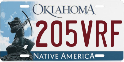 OK license plate 205VRF