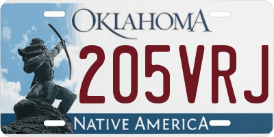 OK license plate 205VRJ