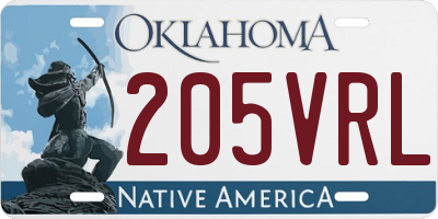 OK license plate 205VRL