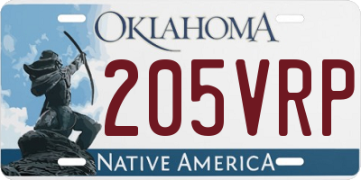OK license plate 205VRP