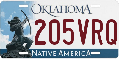 OK license plate 205VRQ