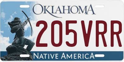 OK license plate 205VRR