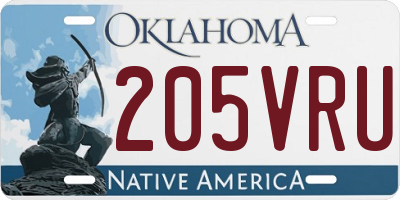 OK license plate 205VRU