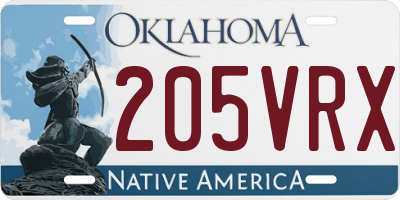 OK license plate 205VRX