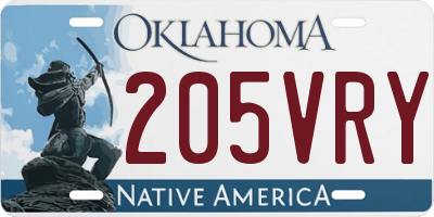 OK license plate 205VRY