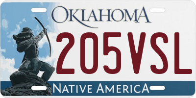 OK license plate 205VSL