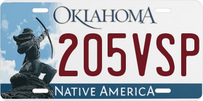 OK license plate 205VSP