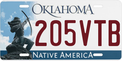 OK license plate 205VTB