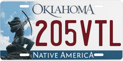OK license plate 205VTL