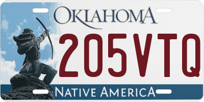 OK license plate 205VTQ